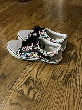 Custom Vans men’s Gray Suede & Multi-Emoji Low Top Sneakers